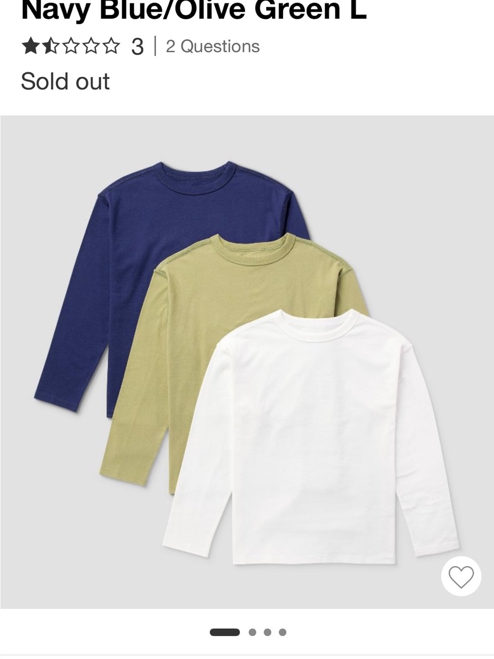 NWT 3 PACK Cat & Jack 3-Pack Long-Sleeve Tees in Navy, Olive Green & White